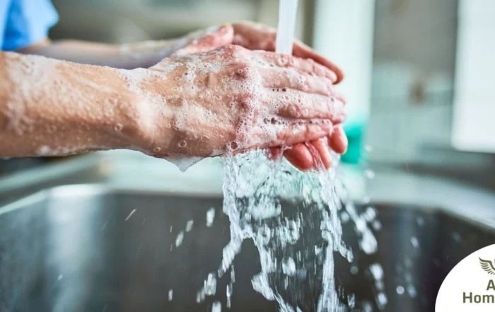 Observing hand hygiene as a part of caregiver wellness during flu season.